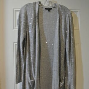 WOMENS XL GRAY CARDIGAN WITH SEQUINS